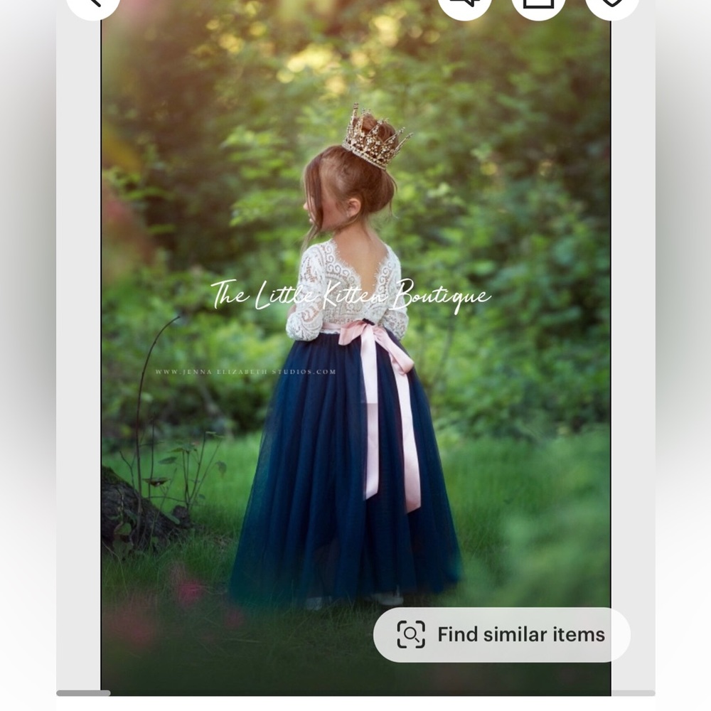 Navy tulle and lace Flower Girl Dress size 5